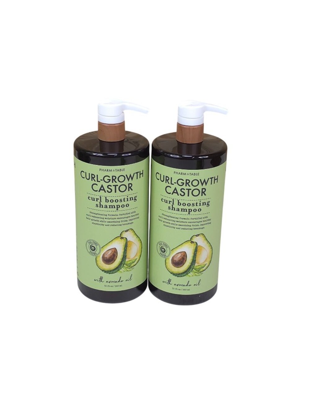 Pharm to Table 2pack Curl-Growth Castor Curl Boosting Shampoo 32oz Jumbo Avocado